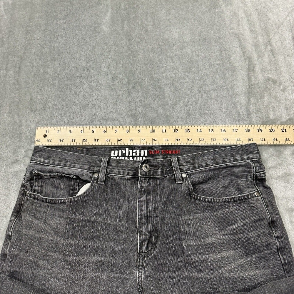 Urban Pipeline Jeans Mens 36x36 Gray Slim Straight Medium Wash Denim Work Logo - Picture 3 of 9